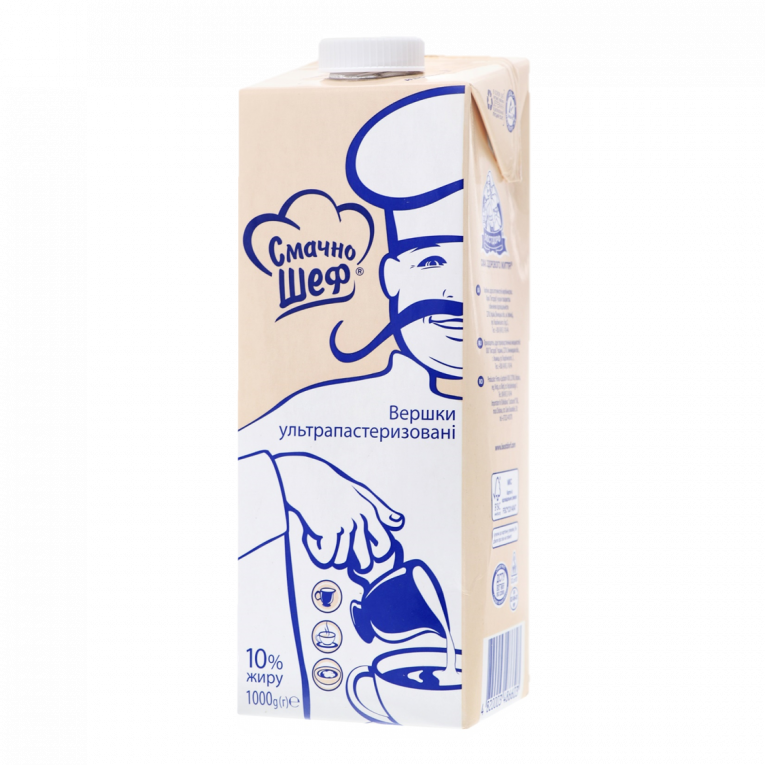 Вершки СМАЧНО ШЕФ ультрапастеризовані 10%, 1000г